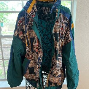 Colorful Vintage Graphic Windbreaker Jacket